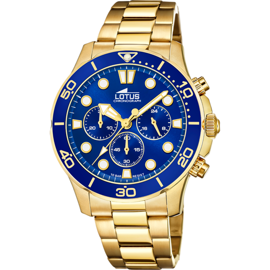 Montre homme Lotus Excellent 18758/1 – cadran bleu bracelet acier – vue de face