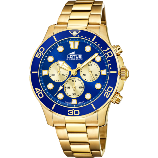 Montre homme Lotus Excellent 18758/7 – cadran bleu bracelet acier – vue de face