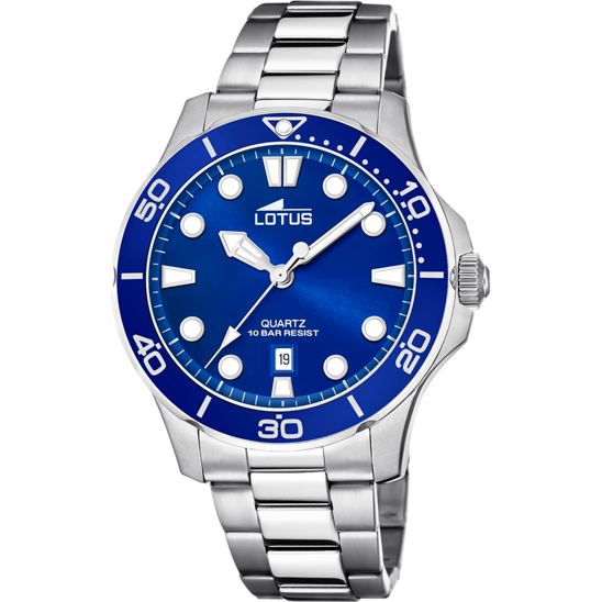 Montre homme Lotus Excellent 18759/1 – cadran bleu marine bracelet acier – vue de face