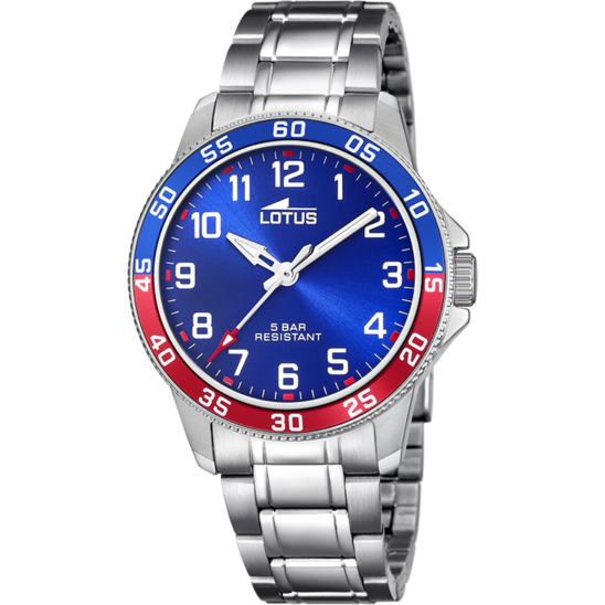 Montre enfant Lotus Junior 18786/1 – cadran bleu bracelet acier – vue de face