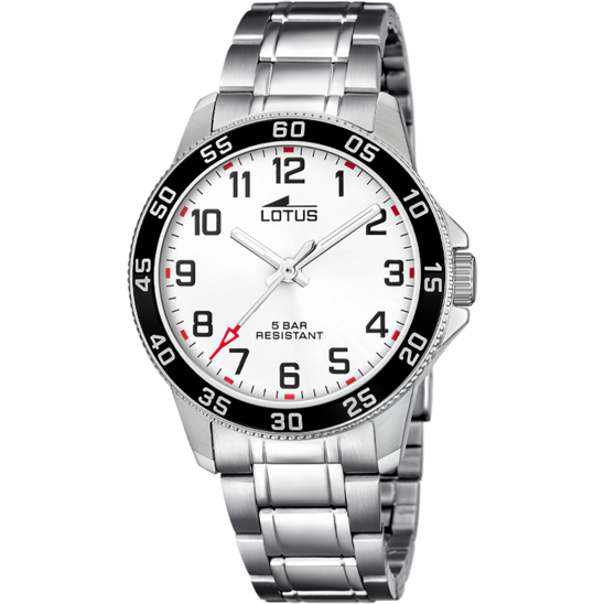 Montre enfant Lotus Junior 18786/4 – cadran argenté bracelet acier – vue de face