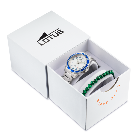 Montre enfant Lotus Junior 18786/5 – cadran argenté bracelet acier – vue de trois-quarts 2