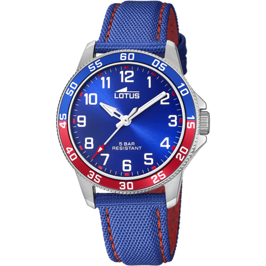 Montre enfant Lotus Junior 18787/1 – cadran bleu bracelet cuir – vue de face