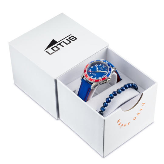 Montre enfant Lotus Junior 18787/1 – cadran bleu bracelet cuir – vue de trois-quarts 2