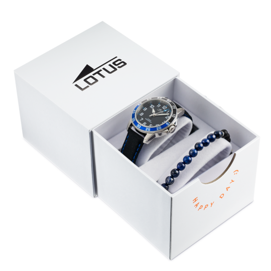 Montre enfant Lotus Junior 18787/2 – cadran noir bracelet cuir – vue de trois-quarts 2