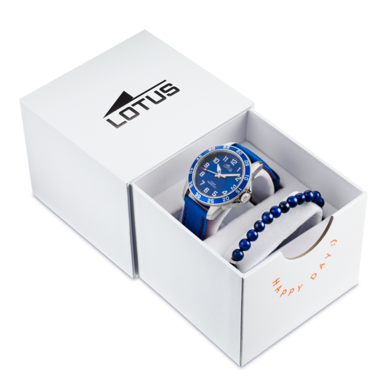 Montre enfant Lotus Junior 18787/5 – cadran bleu bracelet cuir – vue de trois-quarts 2
