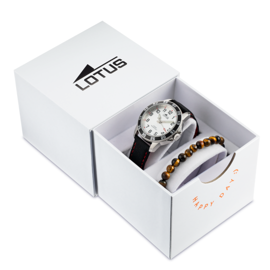 Montre enfant Lotus Junior 18787/6 – cadran argenté bracelet cuir – vue de trois-quarts 2