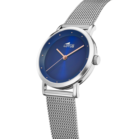 Montre femme Lotus Minimalist For Her 18790/2 – cadran bleu marine bracelet acier – vue de trois-quarts 2