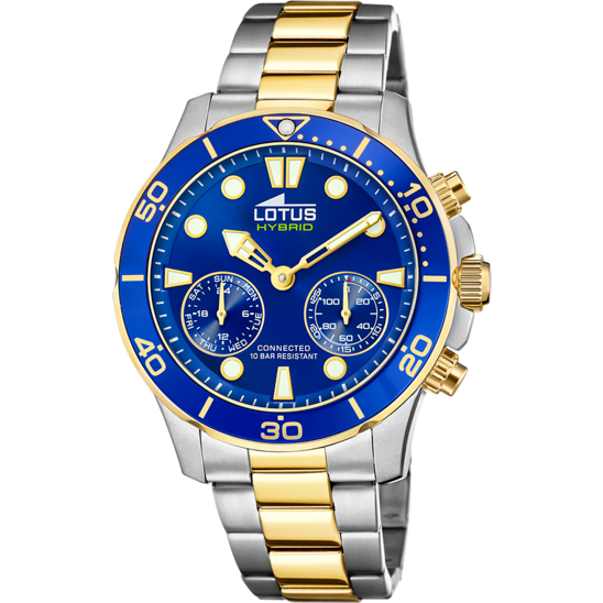 Montre connectée homme Lotus Connected 18801/1 – cadran bleu bracelet acier – vue de face