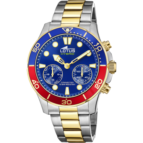 Montre connectée homme Lotus Connected 18801/3 – cadran bleu bracelet acier – vue de face