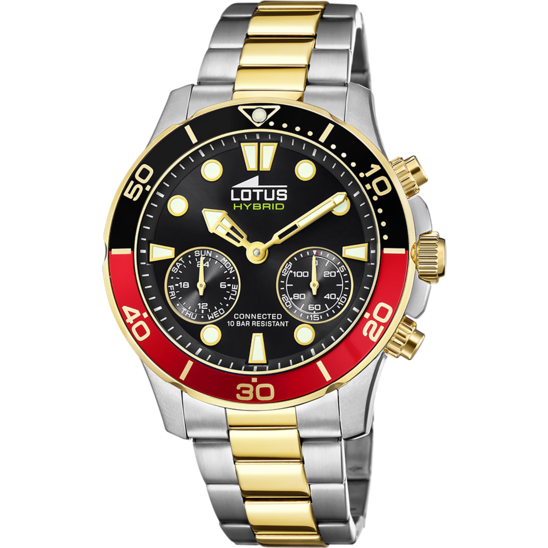 Montre connectée homme Lotus Connected 18801/4 – cadran noir bracelet acier – vue de face