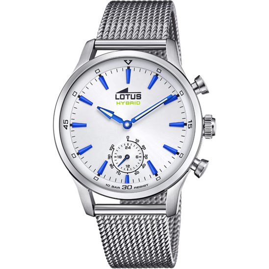 Montre connectée homme Lotus Connected 18803/1 – cadran blanc bracelet acier – vue de face