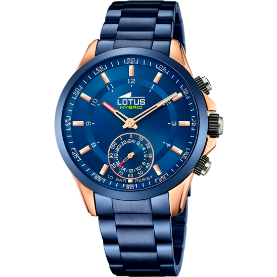 Montre connectée homme Lotus Connected 18809/1 – cadran bleu bracelet acier – vue de face