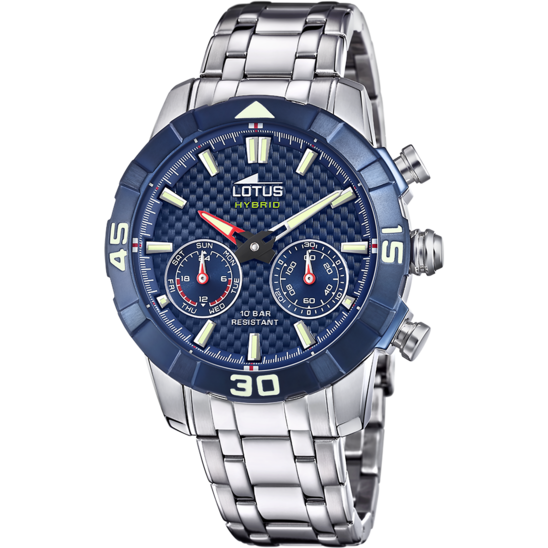 Montre connectée homme Lotus Connected 18810/3 – cadran bleu bracelet acier – vue de face