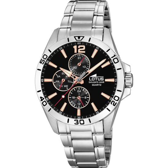 Montre homme Lotus Multifunction 18812/6 – cadran noir et bronze bracelet acier – vue de face