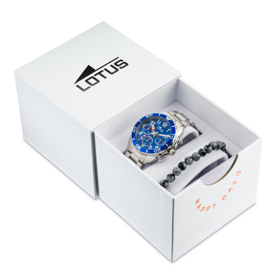 Montre enfant Lotus Junior 18858/1 – cadran bleu bracelet acier – vue de trois-quarts 2