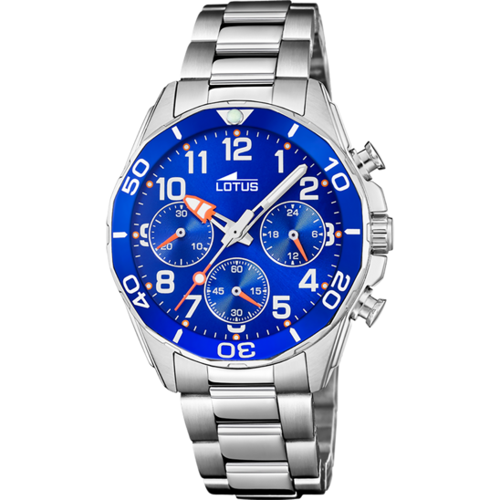 Montre enfant Lotus Junior 18858/1 – cadran bleu bracelet acier – vue de face