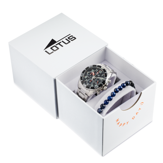Montre enfant Lotus Junior 18858/2 – cadran noir bracelet acier – vue de trois-quarts 3