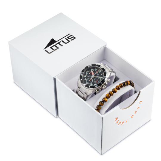 Montre enfant Lotus Junior 18858/2 – cadran noir bracelet acier – vue de trois-quarts 2