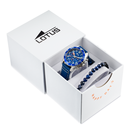 Montre enfant Lotus Junior 18859/1 – cadran bleu bracelet cuir – vue de trois-quarts 3