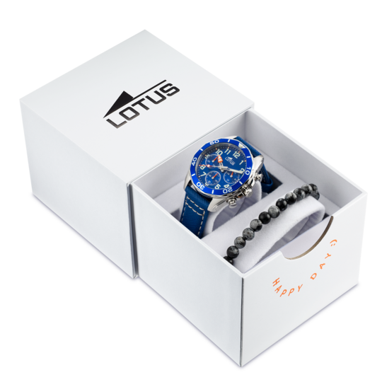 Montre enfant Lotus Junior 18859/1 – cadran bleu bracelet cuir – vue de trois-quarts 2