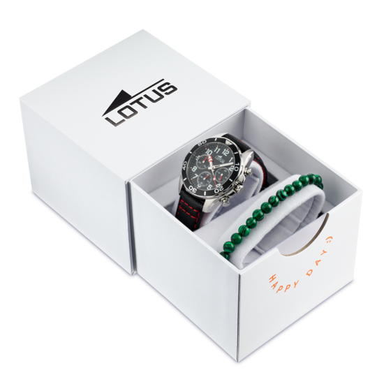 Montre enfant Lotus Junior 18859/2 – cadran noir bracelet cuir – vue de trois-quarts 2