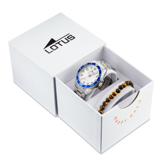 Montre enfant Lotus Junior 18860/3 – cadran argenté bracelet acier – vue de trois-quarts 2