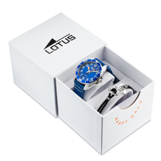 Montre enfant Lotus Junior 18861/1 – cadran bleu bracelet cuir – vue de trois-quarts 2