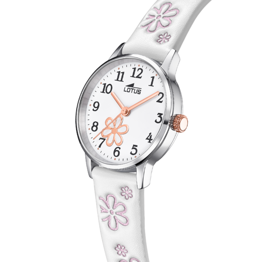 Montre enfant Lotus Junior 18863/1 – cadran blanc bracelet cuir – vue de trois-quarts 3