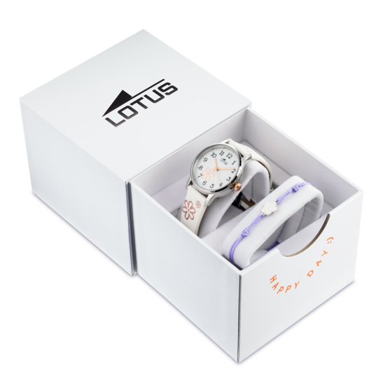 Montre enfant Lotus Junior 18863/1 – cadran blanc bracelet cuir – vue de trois-quarts 2