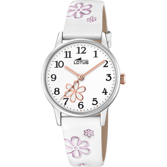 Montre enfant Lotus Junior 18863/1 – cadran blanc bracelet cuir – vue de face