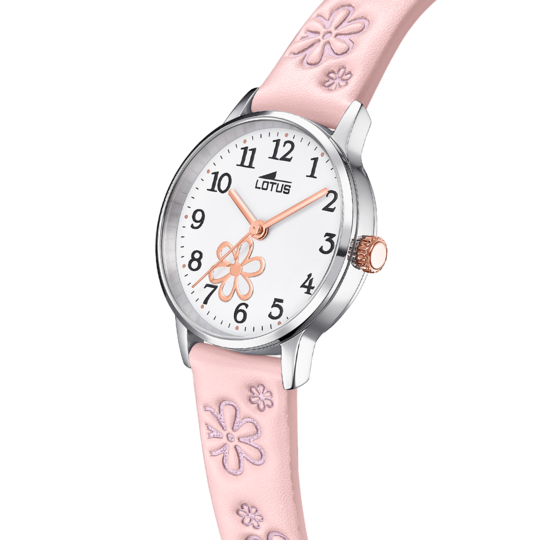 Montre enfant Lotus Junior 18863/2 – cadran blanc bracelet cuir – vue de trois-quarts 3
