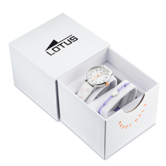Montre enfant Lotus Junior 18864/1 – cadran blanc bracelet cuir – vue de trois-quarts 2