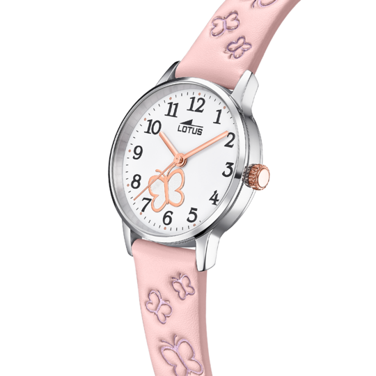 Montre enfant Lotus Junior 18864/2 – cadran blanc bracelet cuir – vue de trois-quarts 3
