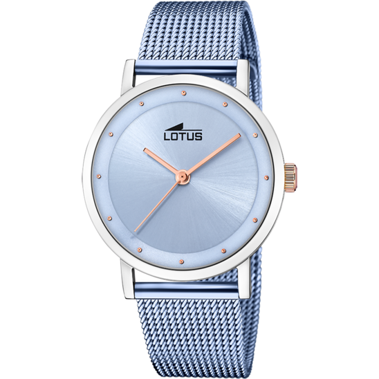 Montre femme Lotus Minimalist For Her 18878/1 – cadran bleu bracelet acier – vue de face