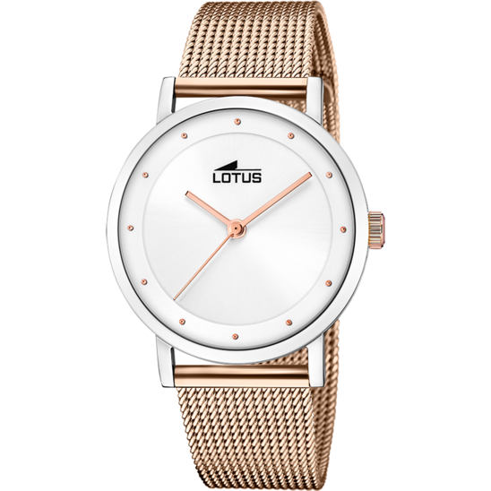 Montre femme Lotus Minimalist For Her 18878/2 – cadran blanc bracelet acier – vue de face