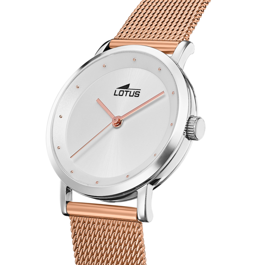 Montre femme Lotus Minimalist For Her 18878/2 – cadran blanc bracelet acier – vue de trois-quarts