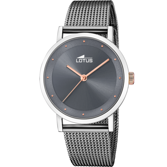 Montre femme Lotus Minimalist For Her 18878/3 – cadran gris bracelet acier – vue de face