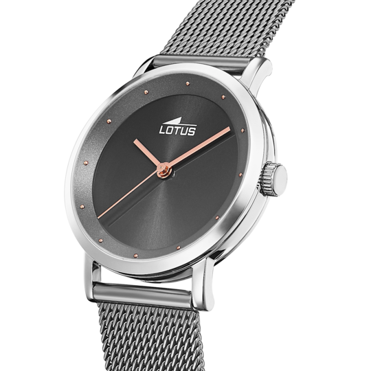 Montre femme Lotus Minimalist For Her 18878/3 – cadran gris bracelet acier – vue de trois-quarts