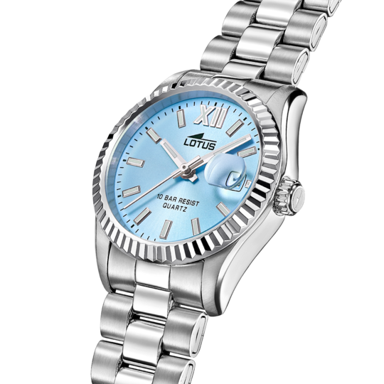 Montre femme Lotus Freedom 18930/3 – cadran bleu bracelet acier – vue de trois-quarts