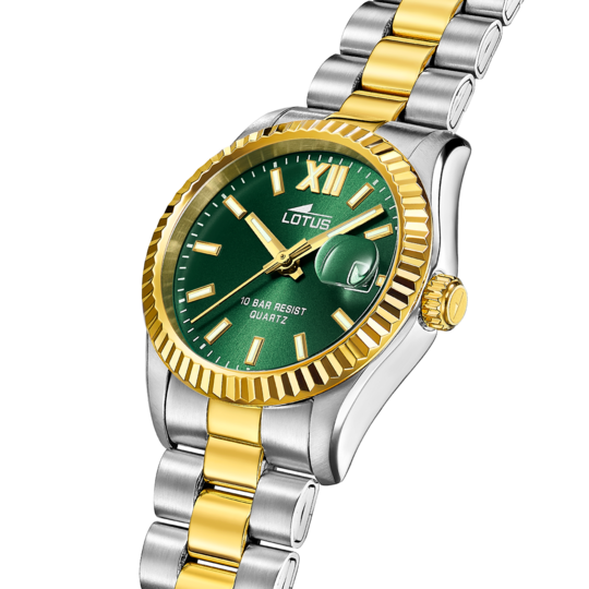 Montre femme Lotus Freedom 18931/3 – cadran vert bracelet acier – vue de trois-quarts
