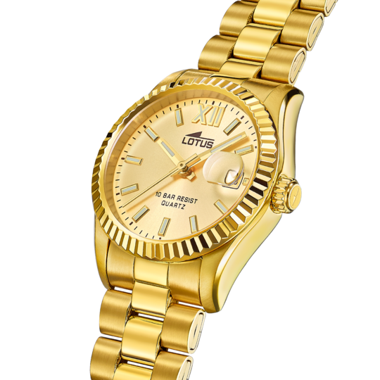 Montre femme Lotus Freedom 18932/2 – cadran doré bracelet acier doré – vue de trois-quarts
