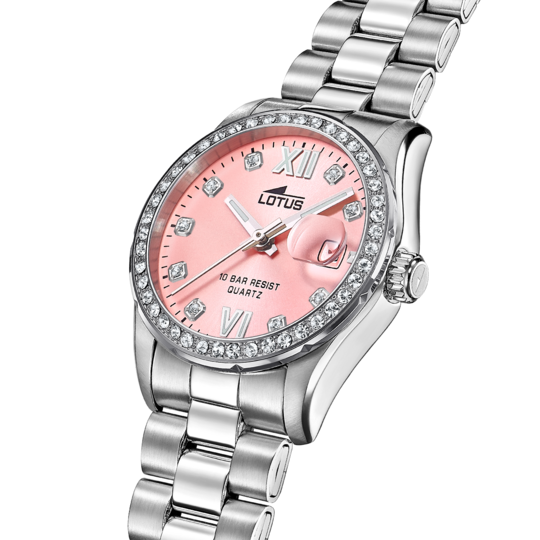 Montre femme Lotus Freedom 18933/2 – cadran rose bracelet acier – vue de trois-quarts