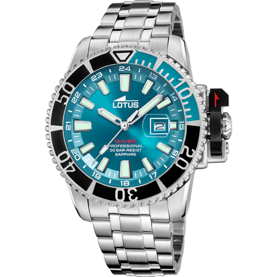 Montre homme Lotus Diver 18938/1 – cadran bleu bracelet acier – vue de face