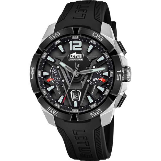 Montre homme Lotus Vortex 18944/2 – cadran noir bracelet souple – vue de face