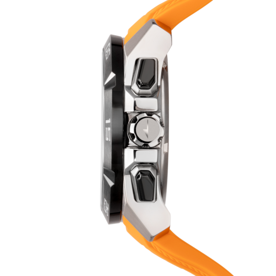 Montre homme Lotus Vortex 18944/3 – cadran orange bracelet plastique – vue de trois-quarts 2