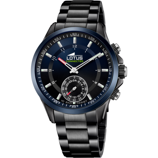 Montre connectée homme Lotus Connected 18965/1 – cadran bleu bracelet acier – vue de face