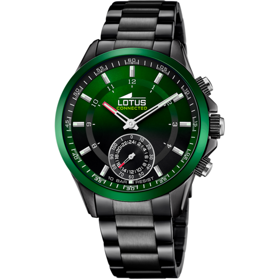 Montre connectée homme Lotus Connected 18965/2 – cadran vert bracelet acier – vue de face
