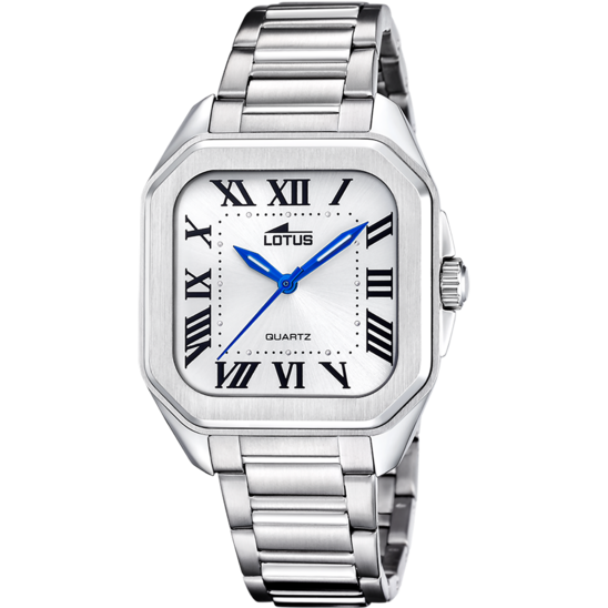 Montre femme Lotus Square Series 18967/1 – cadran blanc bracelet acier – vue de face