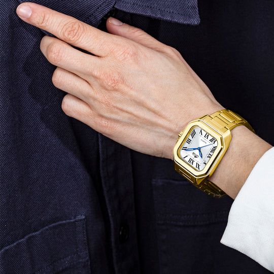 Montre femme Lotus Square Series 18970/1 – cadran blanc bracelet acier – portée